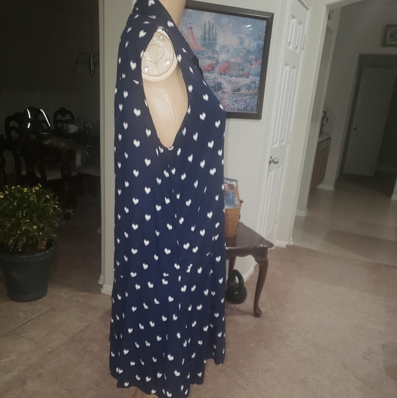 Beachlunchlounge m flowy viscose shirt dress bubbling love hearts sleeveless - Picture 2 of 7